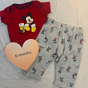 Disney Baby - 2 piece set - Red & blue long sleeve Onesie + matching pants